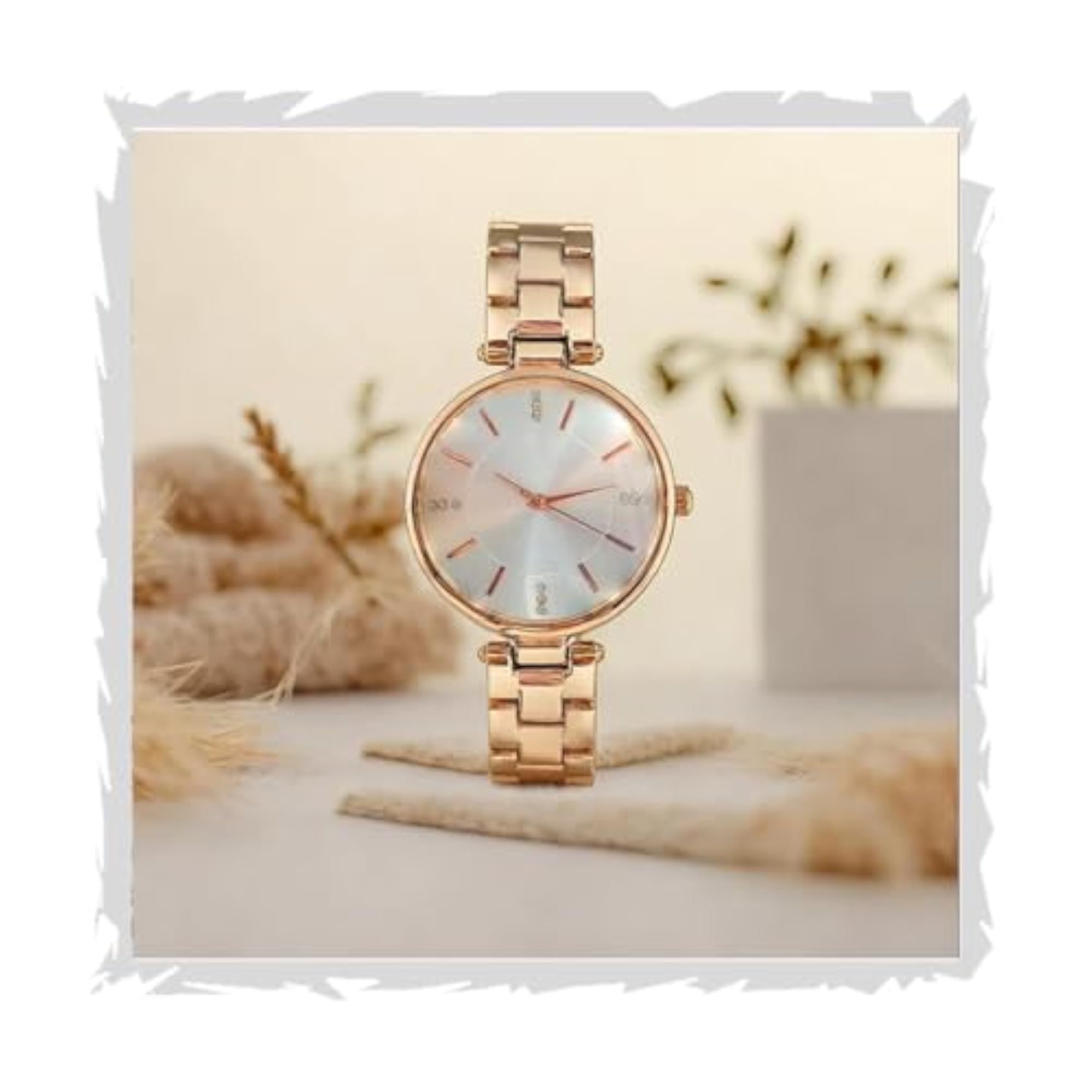 Women's Diamond Studded Dial Analog Watch, Stylish Bracelet Strap