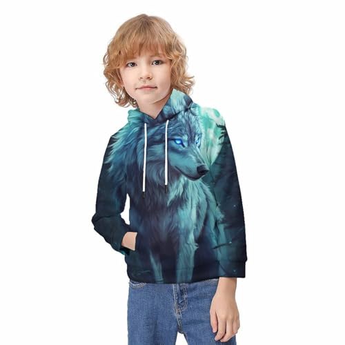 Sweat à capuche loup enfant 9-11 ans pull ado imprimé 3D - 2