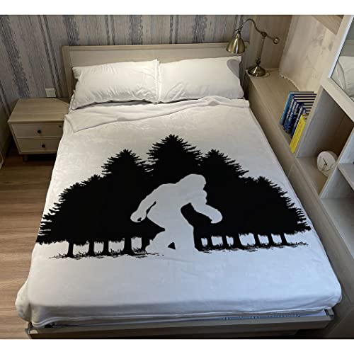 Hommomh 60 X80 Inch Bigfoot Blanket Fluffy Cozy Throw Keep Warm Easy Care Bedding Kids Sofa Machine Washable Silhouette Forest Snow #TOP1