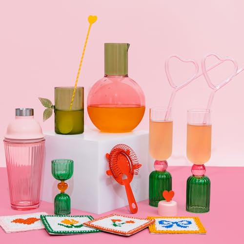 ban.do Cocktail Measuring Jigger, Double Jigger Shot Glass, 1/2 and 1 Shot Measuring Cup, Green Glass Bar Tool (Tipsy Turvy Green) - Thumbnail 4