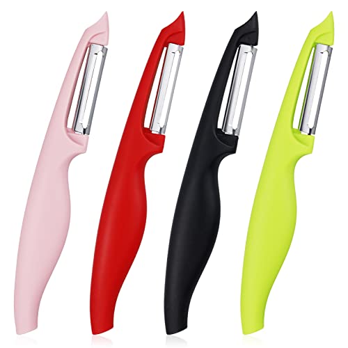 4Pcs Swivel Peeler Set for Fruits and Vegetables - Stainless Steel Blade With Non-Slip Handle - Good Grip Kitchen Tool for Potatoes and Apples