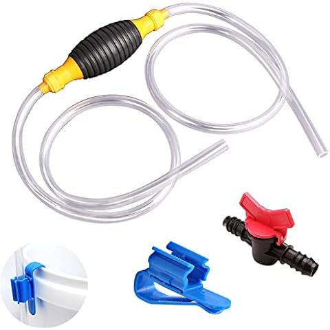 Jiaxitek Manual Siphon Pump Fuel Transfer Pump, Portable Siphon Emergency Pump, 250cm Pvc Soft With Flow Switch Valve, Suitable for Liquid Siphon Pump Kits Such as Oil, Diesel and Water Cover