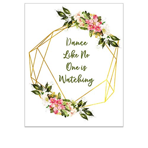 Strong Girl Print - Dance Like No One Is Watching Floral Wreath Art Print - Inspirational Quote For Teens - Rustic Farmhouse Nursery Wall Decor - Motivational Boho Bedroom Poster - 8X10 Unframed #TOP6
