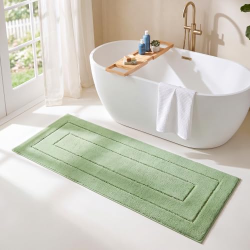 GRANNY SAYS Sage Green Bathroom Runner Rug 59" x 24", Soft Bath Mat