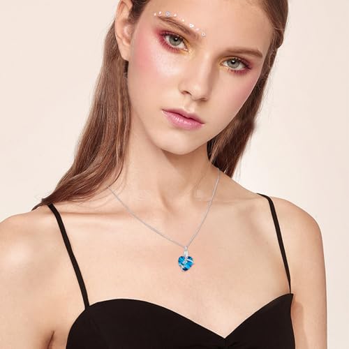 Silwan Dragonfly Heart Necklace S925 Sterling Silver Dragonfly Heart Pendant Necklace Crystal Jewelry Gifts for Women Ladies Her4