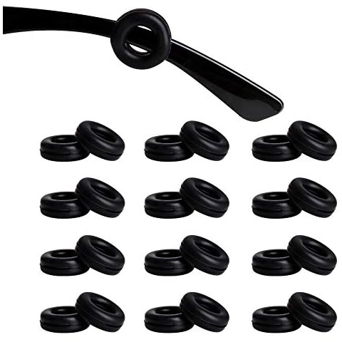 OURUI Glasses Ear Grip 12 Pairs Eyeglass Ear Hooks, Anti-Slip Temple Tip Sleeve Retainer for Sunglass Reading Glasses, Black Cover