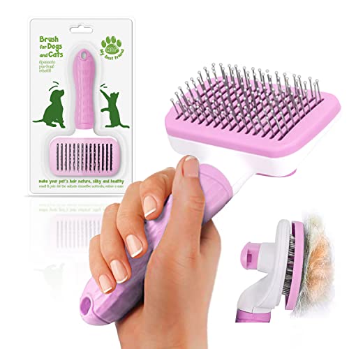 Cable technologies Spazzola Morbida per Cani e Gatti Pelo Lungo e Corto, Toelettatura Autopulente Animali Domestici, Cardatore Rimozione Peli morti, non graffia animali, Brush Barboncino, ecc (Rosa)
