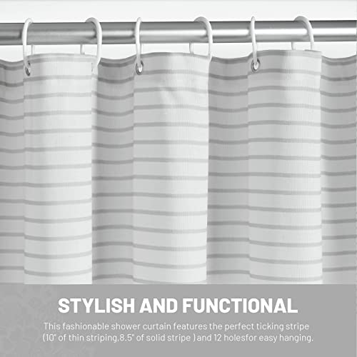 Awellife Boho Gray Shower Curtain For Bathroom Extra Long Stripe Tassel Shower Curtain 72 X 84 Inches #TOP4