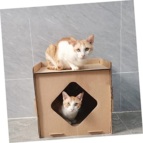 VANZACK Poste arranhador para gato corrugado brinquedos para animais estimação esconderijo gatos arr