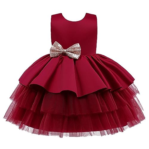 Lito Angels - Lito Angels Robe Demoiselle d'honneur Ceremonie Mariage pour Bebe Filles Taille 12-24 Mois, Bourgogne (étiquette en Tissu 80)