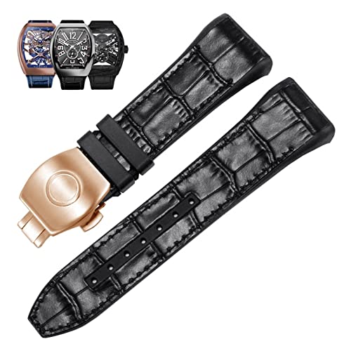 Bracelet de montre 28 mm en cuir nylon noir bleu boucle pliable pour montre série V45