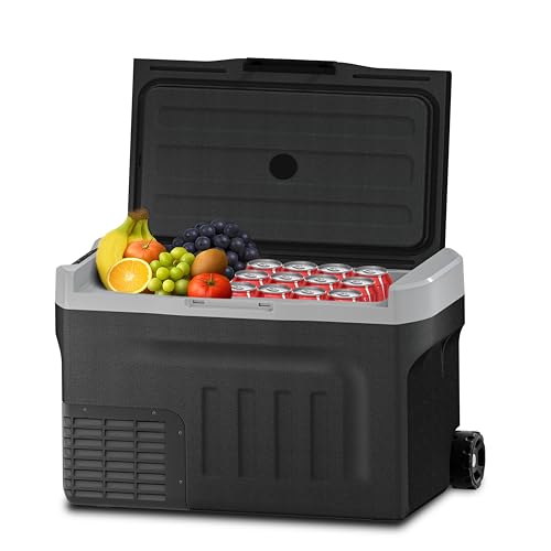 Image of 12 Volt Refrigerator, 46QT(43L) Mini Portable Car Fridge, Freezer Compressor Electric Cooler -4℉~68℉, 12 /24V DC 100-240V AC for Truck Van RV SUV Travel Camping Road Boat Trips