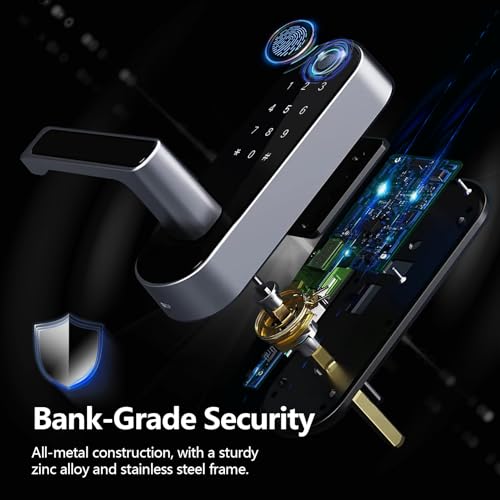 Keyless-Entry Fingerprint Smart Door Lock: Sifely Digital Electronic Lock with Code Passcode, Electric Door Knob, Biometric Handle, Perfect for Entry Doors, Bedroom Doors (Silver Smart Lock) by SIFELY - Image 4