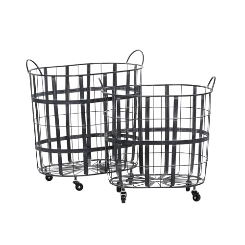 Deco 79 Metal Decorative and Functional Storage Basket Wire Grid
