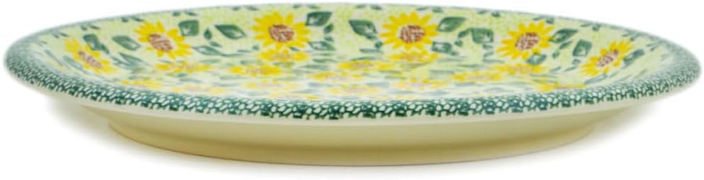 Polmedia Polish Pottery Serving Plate - Sunflower Fields Pattern Handmade in Boleslawiec Poland by Ceramika Bona + Certificate of Authenticity