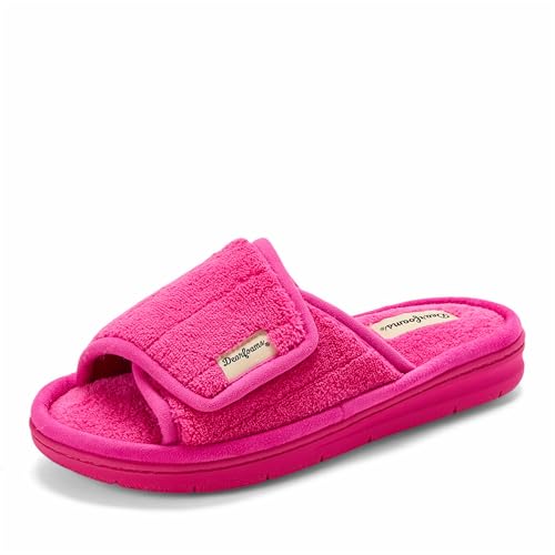 Image of Dearfoams Mickey Adjustable Terry Slide, Memory Foam Washable Open Toe Indoor Summer House Slippers