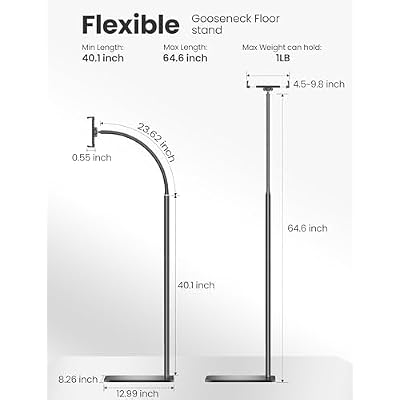 VOLTIFYMAX Kindle Stand Floor with Remote Page Turner for Reading in Bed, Tablet Stand Holder with Adjustable Gooseneck, Compatible with Kindle Accessories/Paperwhite, Hands Free Use Gifts for Readers