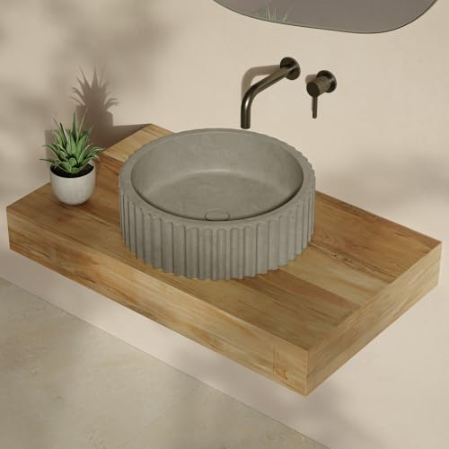 Swiss Madison Lafayette 16" Round Concrete Vessel Sink in Taupe by Swiss Madison - Used condition - Image 7