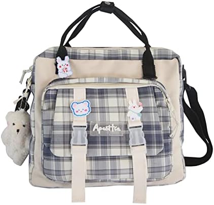 Kawaii Backpack With Flowers Pendant Cute Aesthetic Backpack For Women Kawaii Handbag With Kawaii Pin And Accessories Laptop Bookbag 26*24*9cm