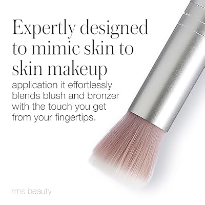 RMS Beauty Skin2Skin Blush Brush - Dual Technology & Ultra-Soft Bristles Ensure Right Amount of Color for Makeup Application - Made with Synthetic Fibers, Vegan & Cruelty-Free (1 Count)