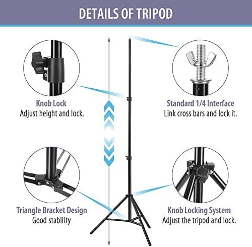 ColdShine Backdrop Stand Kit 2 * 3m(6.5 * 9.8ft) Adjustable Photo Backdrop Stand Photo Video Studio Background Support System with Carrying Bag and 4 Clamps