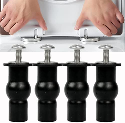 4 Pack Toilet Seat Screws Universal Toilet Lid Seat Hinges Bolts Toilet Seat Fittings Toilet Seat Hinges Expanding Rubber Top Nuts Screw Fixings WC Blind Hole Fittings