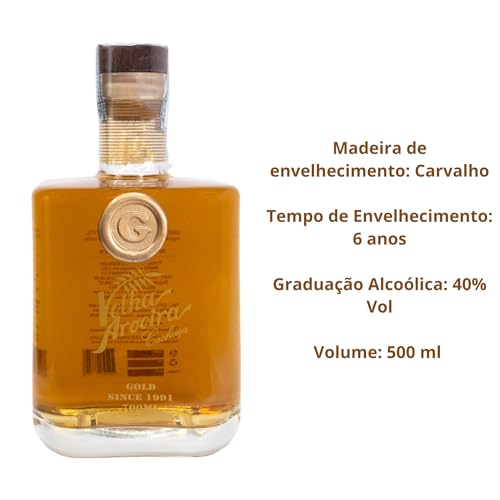 Cachaça Gold 6 Anos Velha Aroeira, 700 ml, 40% Teor Alcoólico, Envelhecida em Carvalho Francês, Dest
