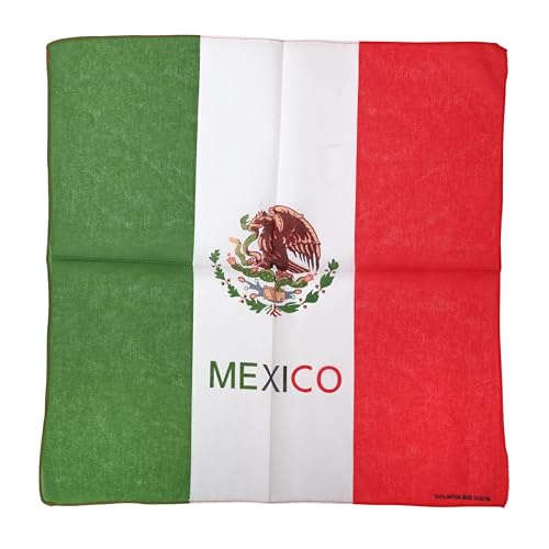 Motique Accessories Large Cotton Bandanas - Mexican Flag- (Mexico)