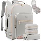 LOVEVOOK Handgepäck Rucksack Flugzeug, 40L Groß Reiserucksack Damen Kofferrucksack, Wasserdicht Reisetasche für 17 Zoll Laptop, Travel Backpack für Reise Geschäftsreise Business Wandern Weekend Grau