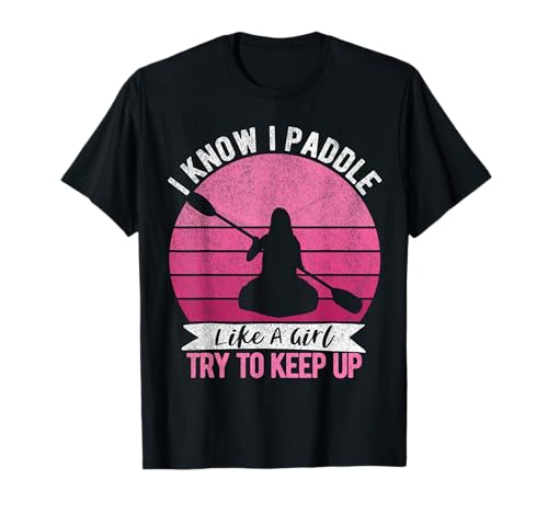 Funny Girl Kayak Retro Kayaking Paddling For Women T-Shirt