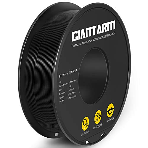 Image of PLA Filament 1.75mm, GIANTARM Classic PLA 3D Printer Filament 1kg Spool Black