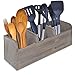 Besti Rustic Kitchen Utensil Holder With 3 Compartments | Torched Wood Utensil Organizer | For Cutlery, Napkins, Cups & More | Large Vintage Countertop Caddy Box | Size: 6.5 x 14.8 x 5" Inch