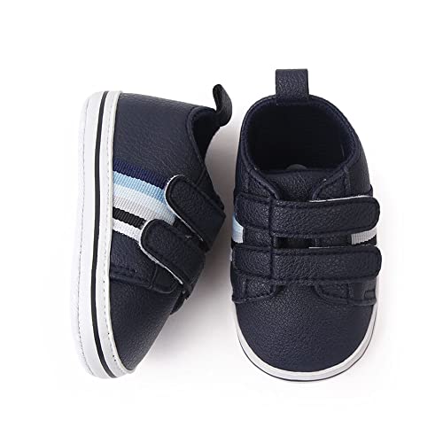 Baby Boys Girls Leather Pre-Walking Sneakers Toddler Anti-Slip Rubber Sole Infant Lightweight First Step Shoes (0301/Navy, Us_Footwear_Size_System, Infant, Age_Range, Medium, 12_Months, 18_Months) #TOP4