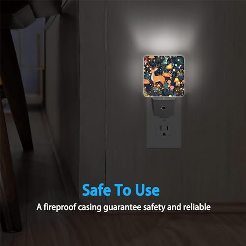 Image of Night Lights Plug into Wall Fantasy Forest Mushrooms Deer Night Lights Dusk to Dawn Sensor Led Lamp for Women Men,Led Lights for Stairway /Hallway /Bedroom,0.5W