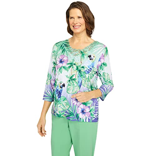 Alfred Dunner Women's Parrot Tropical Top Size M Multi #TOP28