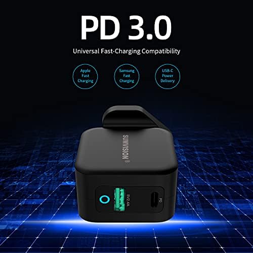 Sumvision 65W PD USB C Charger Plug | Dual Port Quick Charge 3.0 GaN Compact Smart Travel Fast Wall Charger | Apple Macbook Pro iPad iPhone Laptops Tablets Android Nintendo (UK DESIGN UK TECH SUPPORT)