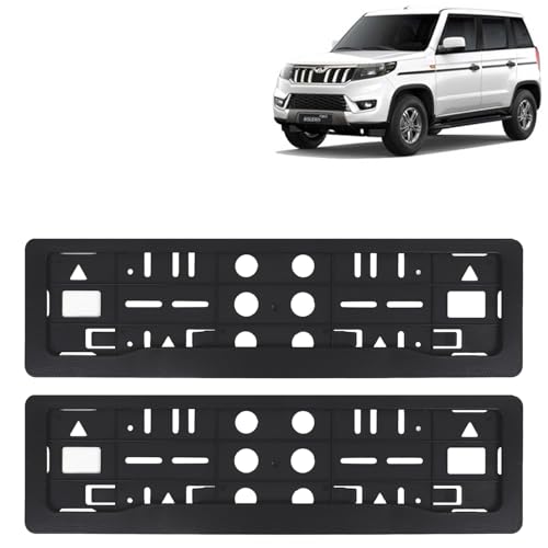 Image of KINGSWAY Bolero Neo Car Number Plate Frames for All 2021 Onwards Models of Mahindra Car Registration Plate Holders, Black Licence Plate Covers (Front and Rear), Universal Size 51.5 x 14.5 cm