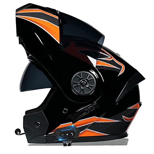 Modulär motorcykel Bluetooth-hjälmar, Dubbel visir Vänd upp motorcykelhjälm Vuxna män kvinnor, ECE-godkända helhjälmar med integrerat kommunikationssystemmikrofon,R,L 59~60cm