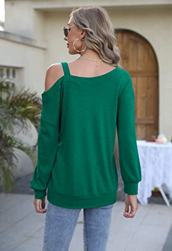 Image of Ezbelle Womens Sweaters Oversized Long Sleeve Cold Shoulder Tops Shirt Tunic Sweatshirt