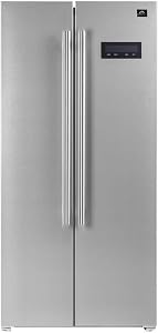 FORNO Salerno 33" Inch W. Side-by-side Refrigerator and Freezer with 15.6 Cu.Ft. Total Capacity - Stainless Steel Freestanding Fridge with LED Display, Vacation mode and Child Safety Lock.