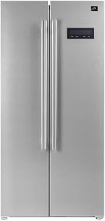 FORNO Salerno 33" Inch W. Side-by-side Refrigerator and Freezer with 15.6 Cu.Ft. Total Capacity - Stainless Steel Freestanding Fridge with LED Display, Vacation mode and Child Safety Lock.