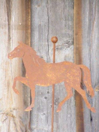Rostikal Gartenstecker Rost Pferd 120 cm Pferde Figur Gartendeko Vintage Deko Metall