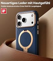 TORRAS Ostand Q3 VegSkin für iPhone 17 Pro Max Hülle (Nachhaltig Silikonleder) (360° Magnetischer Unsichtbarer Ständer) Premium Haptik Langlebig Hülle iPhone 17 Pro Max Case Edle Lederstruktur Blau – Ansicht 2