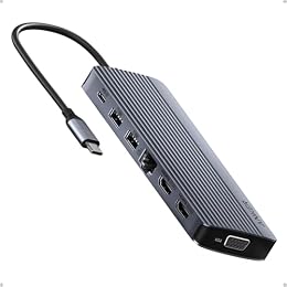 Anker Laptop Docking Station 3 Monitors, 14 in 1 USB C Hub, Triple Display USB C Docking Station with Dual 4K HDMI, 1080p VGA, 80W PD, USB-A/C Data Ports for Dell XPS and More (Charger not Included)
