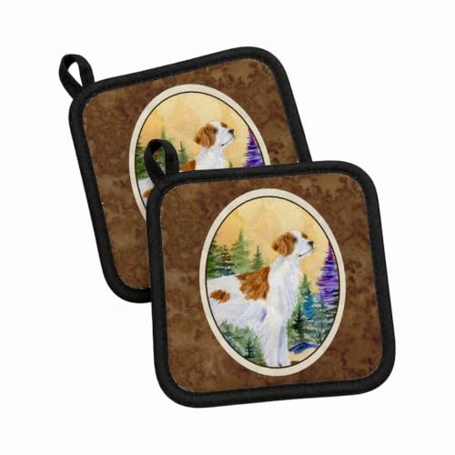 Caroline's Treasures SS8146PTHD Setter Pair of Pot Holders Kitchen Heat Resistant Pot Holders Sets Oven Hot Pads for Cooking Baking BBQ, 7 1/2 x 7 1/2