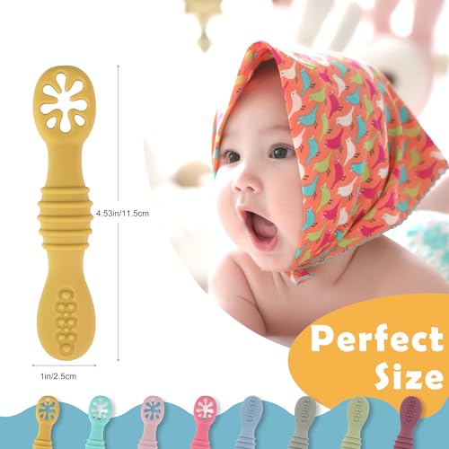 8 Pcs Baby Led Weaning Utensils, First Stage Silicone Baby Spoon, Multicolor Baby Spoons Self Feeding 6+ Months, Cucharas para Bebes for Solids and Purees by DF DUALFERV - Image 3