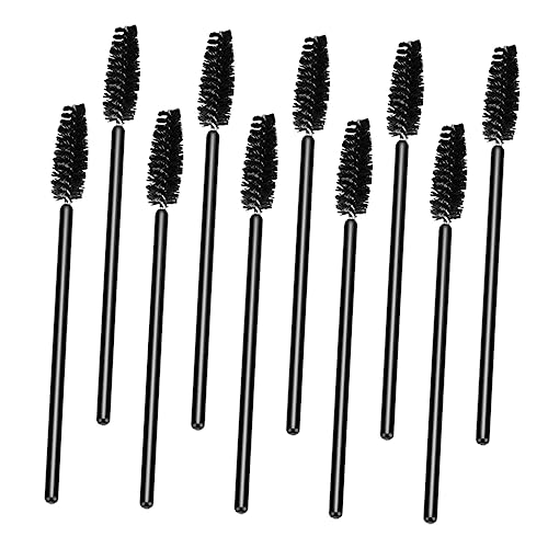 MUSISALY エレガントな50本の使い捨て眉毛ブラシセット女の子用眉毛メイクブラシまつ毛メイク用品プラスチックブラシブラックハンドルソフトな毛