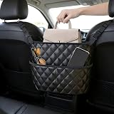 Soporte de cuero de lujo para bolso de coche, organizador mejorado para el respaldo del asiento con bolsillo de malla de gran capacidad, almacenamiento automotriz para bolso, teléfono y aperitivos
