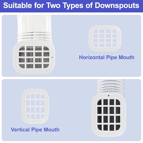 VYH 3 x 4 rain Gutter downspout Drop Outlet with Filter (White,2 Pack) - Thumbnail 6