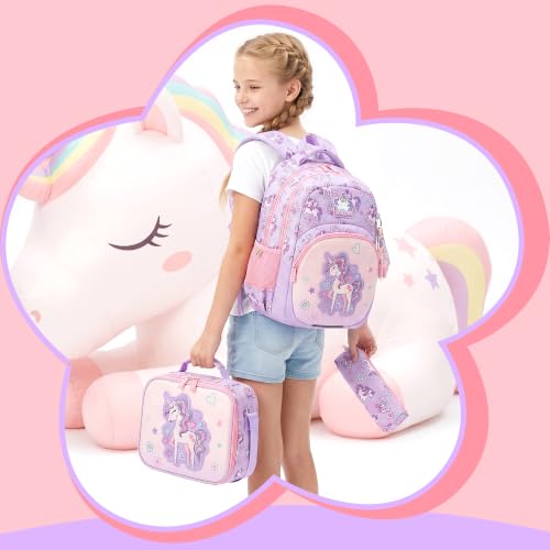ZBAOGTW Kids Backpacks for Girls,School Backpack for Girls with Lunch Box Set Cute Unicorn Kids Bookbag for Girl Lightweight Travel Daypack Birthday Christmas for Girl by ZBAOGTW - Used condition - Image 7